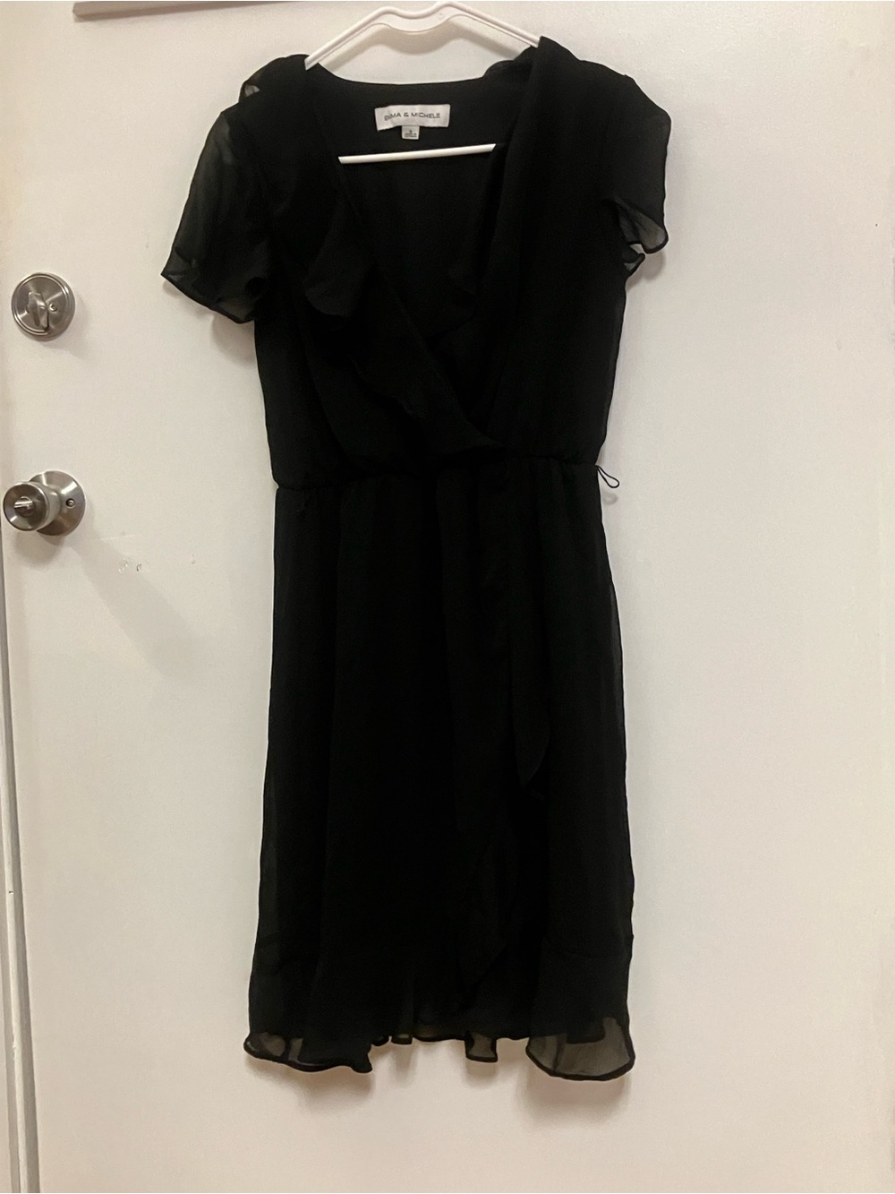 Emma & Michele Black Midi Wrap Dress